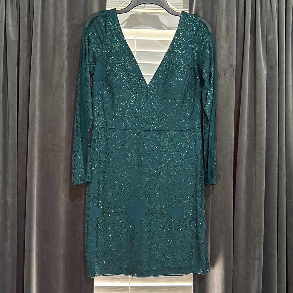 Green sparkling cocktail dress